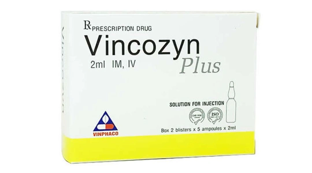 Dung dịch tiêm Vincozyn Plus điều trị các bệnh thiếu vitamin nhóm B (2 vỉ x 5 ống x 2ml) - 