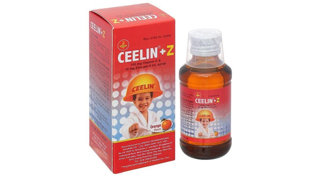Sirô Ceelin+Z phòng ngừa và điều trị thiếu vitamin C và thiếu kẽm chai 60ml - 