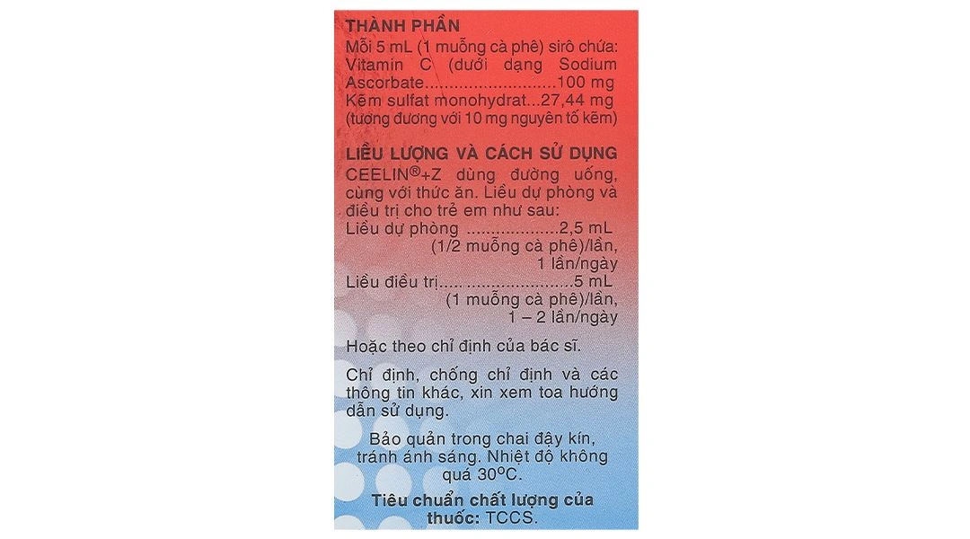 Sirô Ceelin+Z phòng ngừa và điều trị thiếu vitamin C và thiếu kẽm chai 60ml - 7