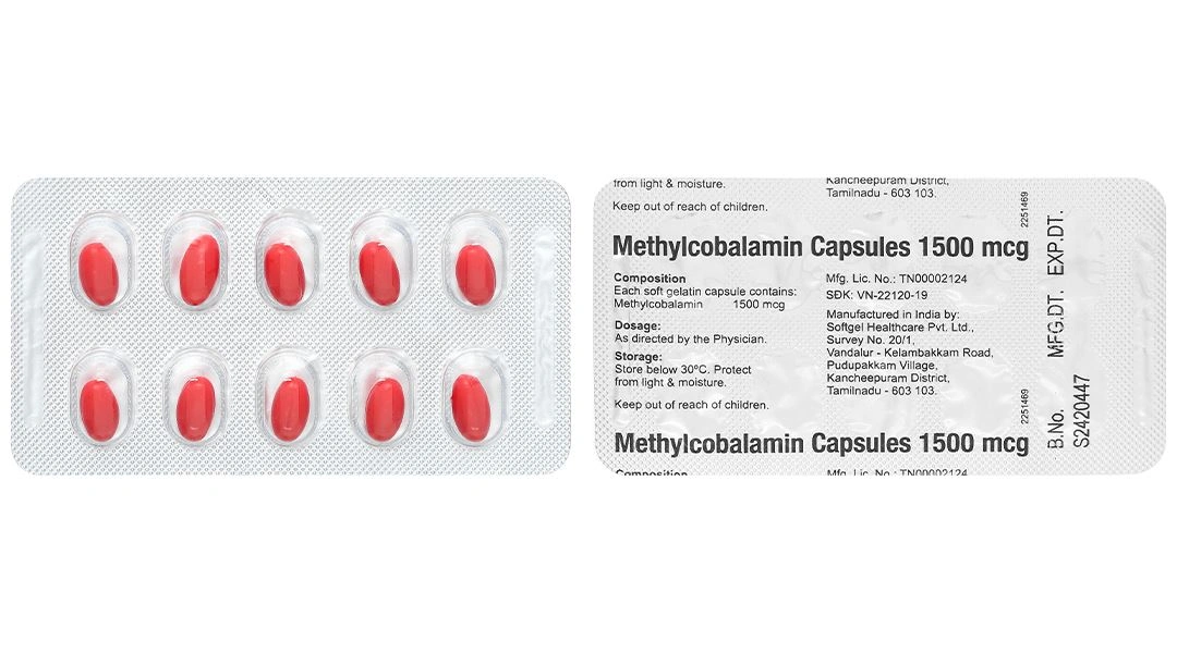 Methylcobalamin Capsules 1500mcg điều trị bệnh lý thần kinh ngoại biên (3 vỉ x 10 viên) - 6