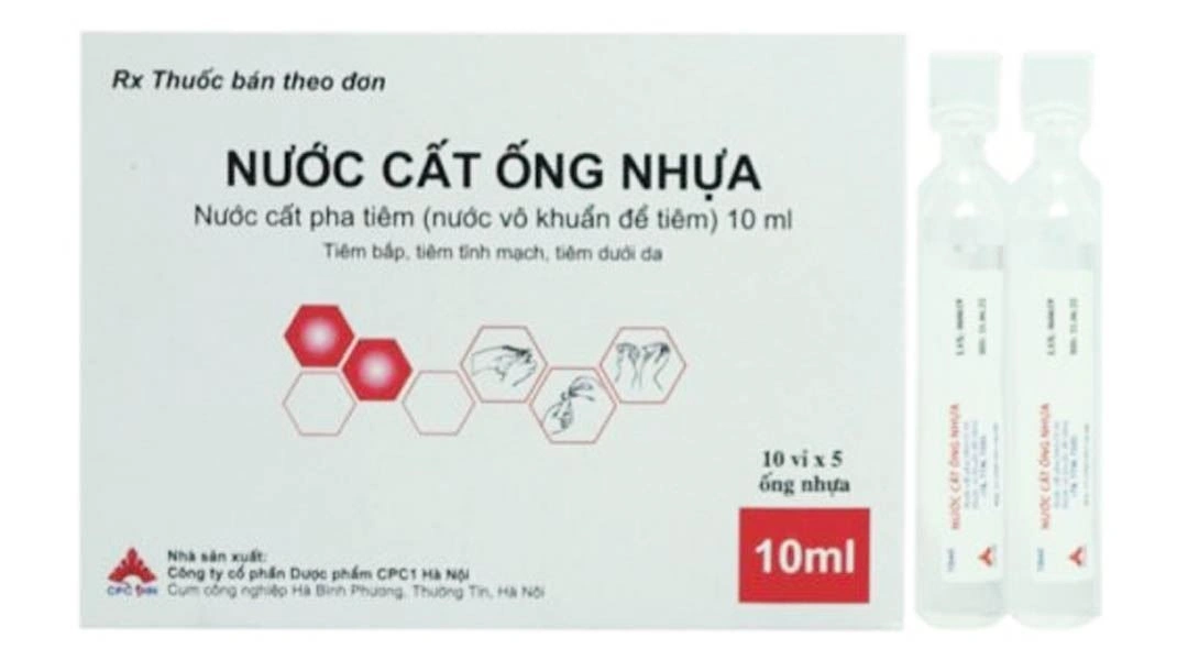 Nước cất ống nhựa 10ml dùng làm dung môi hoà tan (50 ống x 10ml) - 