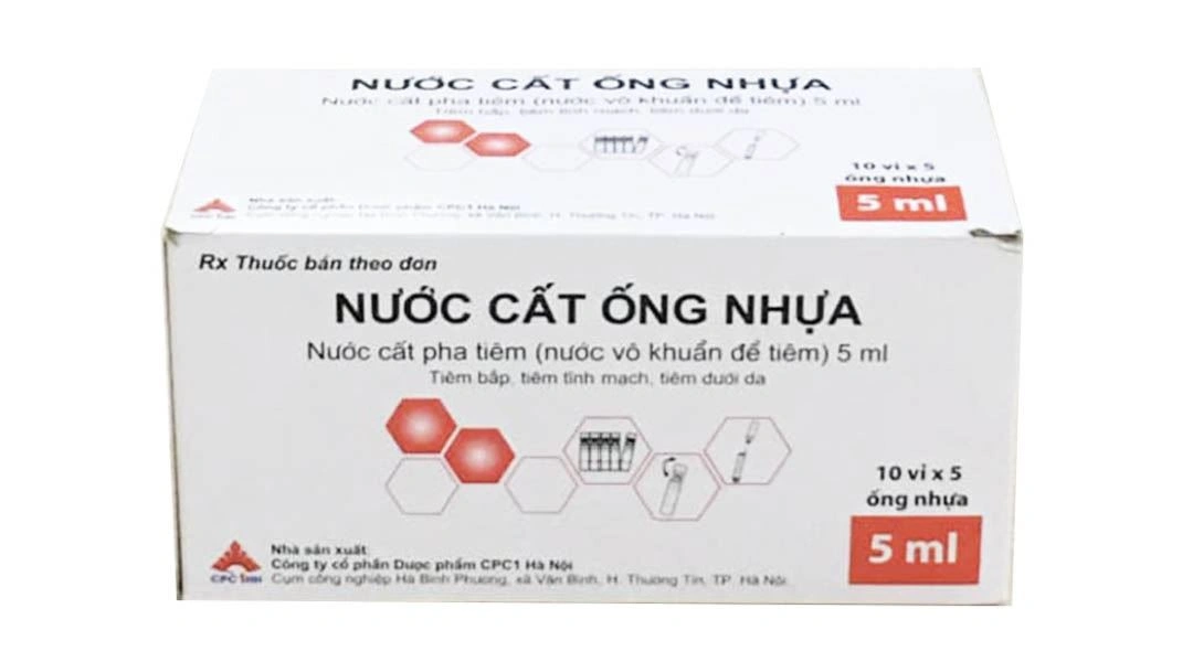 Nước cất ống nhựa 5ml dùng làm dung môi hoà tan (50 ống x 5ml) - 