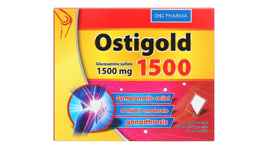 Cốm pha hỗn dịch uống Ostigold 1500 trị triệu chứng của thoái hóa khớp (24 gói x 3,95g) - 1