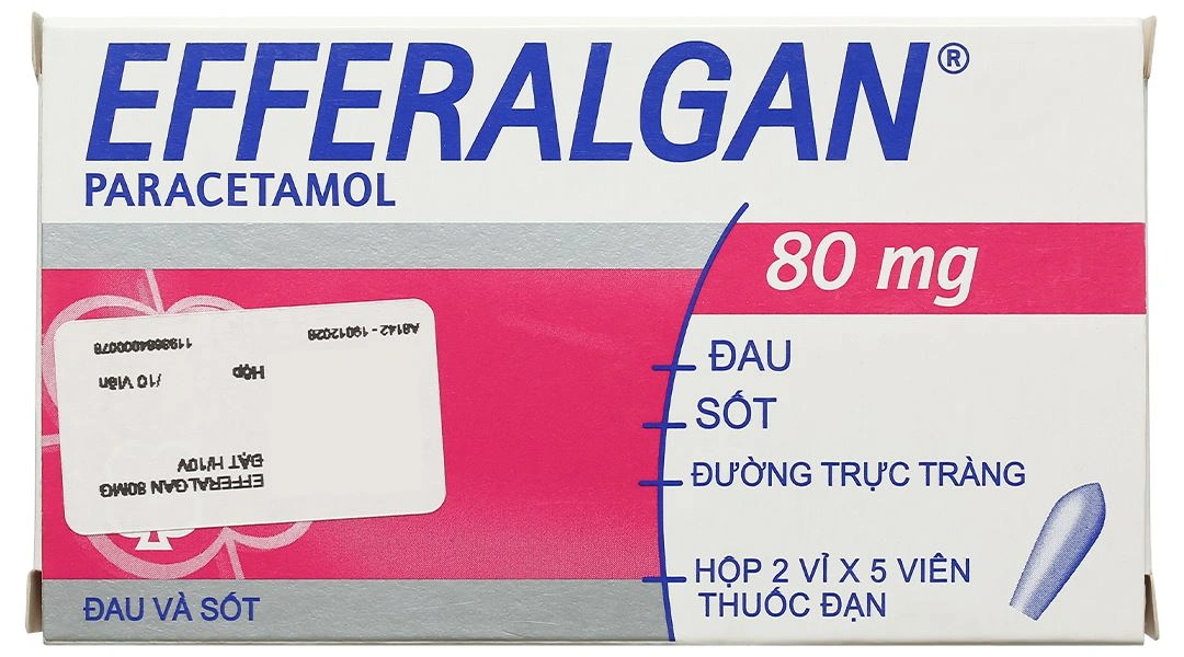 Viên đặt trực tràng Efferalgan 80mg giảm đau, hạ sốt (2 vỉ x 5 viên) - 1
