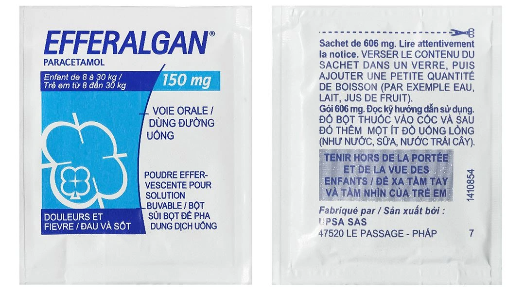 Bột sủi Efferalgan 150mg giảm đau từ nhẹ đến vừa, hạ sốt (12 gói x 0.606g) - 6