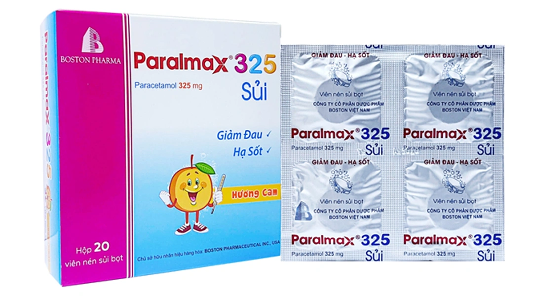 Viên sủi Paralmax 325 giảm đau, hạ sốt từ nhẹ đến vừa (5 vỉ x 4 viên) - 