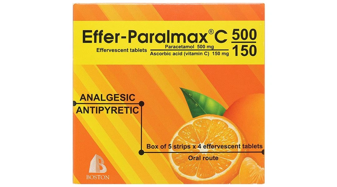 Viên nén sủi Effer-Paralmax C 500/150 Boston giúp giảm đau, hạ sốt (5 vỉ x 4 viên) - 2
