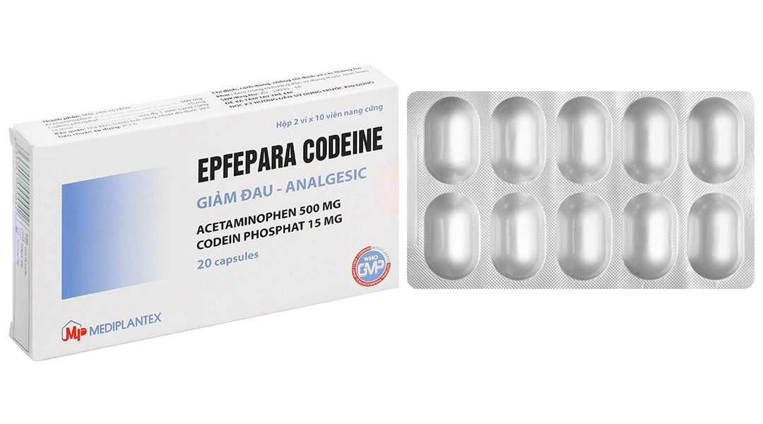 Epfepara Codeine 500mg/15mg giảm đau, hạ sốt, chống viêm, chữa ho (2 vỉ x 10 viên) - 