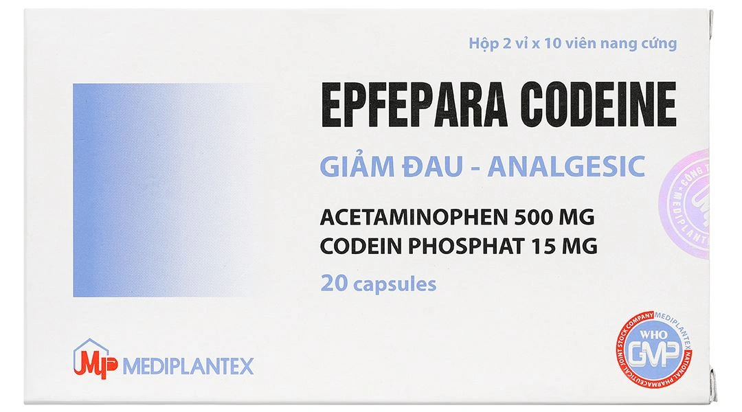 Epfepara Codeine 500mg/15mg giảm đau, hạ sốt, chống viêm, chữa ho (2 vỉ x 10 viên) - 1