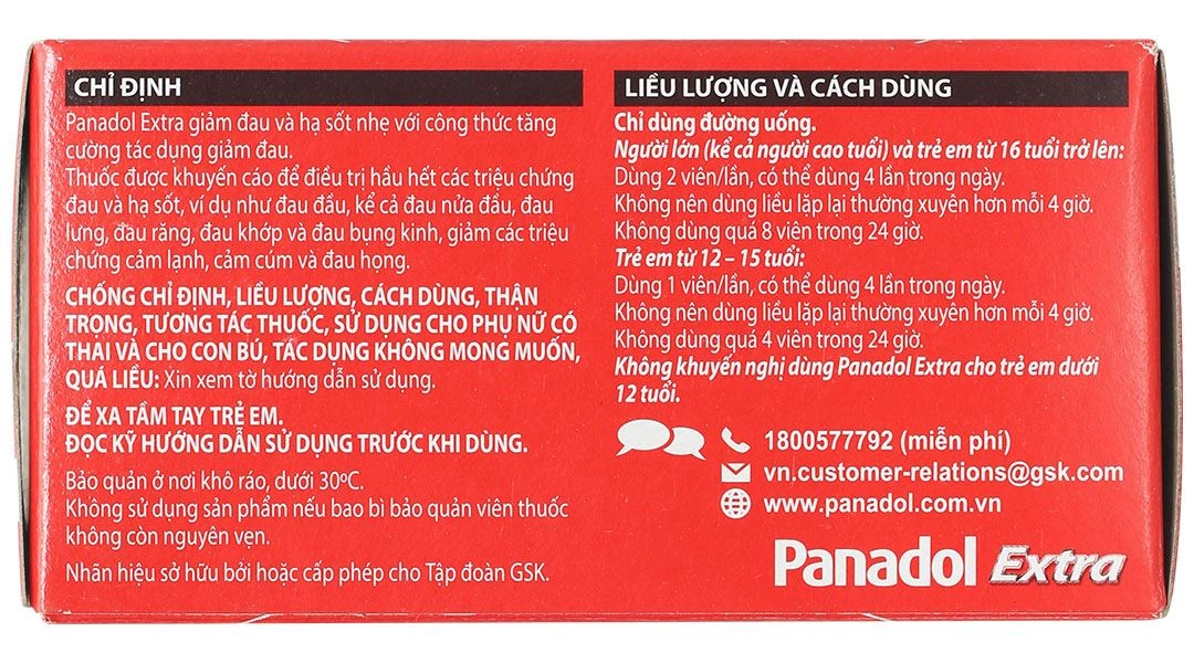 Panadol Extra giảm đau, hạ sốt (15 vỉ x 12 viên) - 4