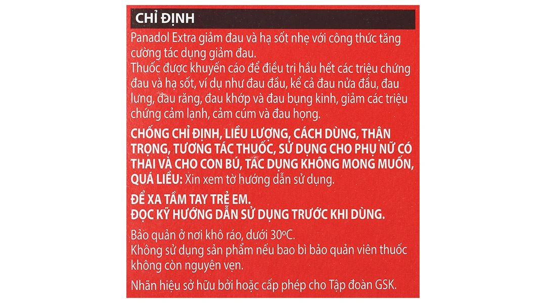 Panadol Extra giảm đau, hạ sốt (15 vỉ x 12 viên) - 9