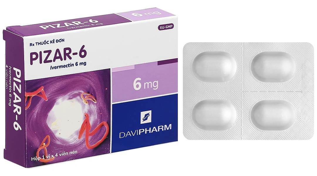 Pizar 6 trị giun chỉ, giun lươn (1 vỉ x 4 viên) - 1