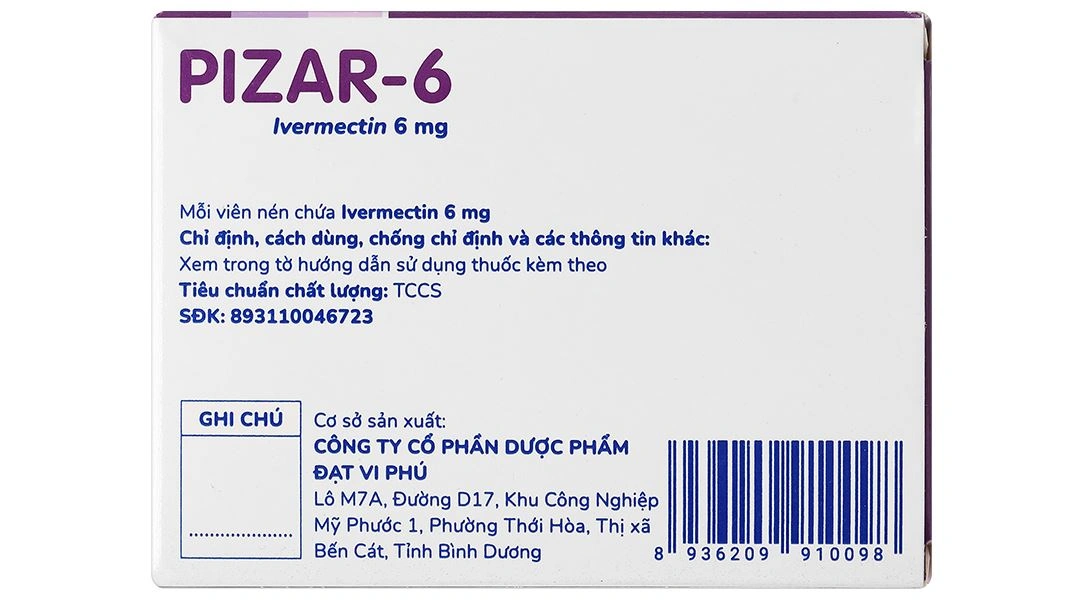 Pizar 6 trị giun chỉ, giun lươn (1 vỉ x 4 viên) - 2