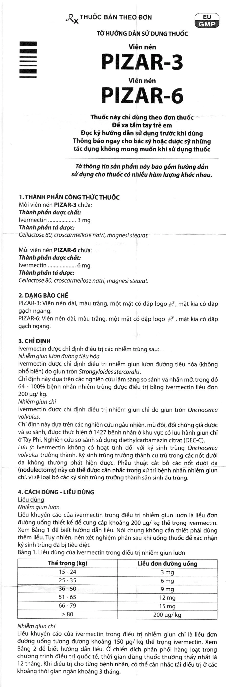 Pizar 6 trị giun chỉ, giun lươn (1 vỉ x 4 viên) - 14