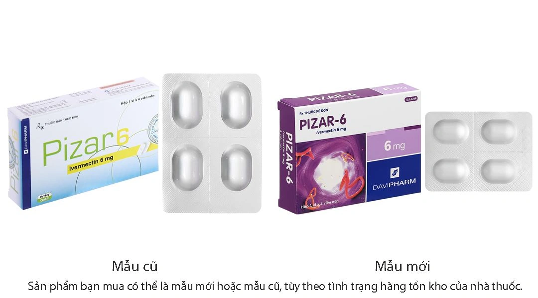 Pizar 6 trị giun chỉ, giun lươn (1 vỉ x 4 viên) - 