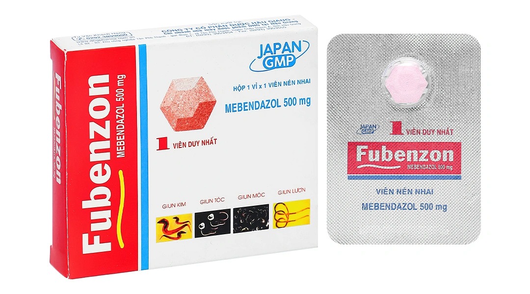 Viên nhai Fubenzon 500mg điều trị nhiễm giun các loại (1 vỉ x 1 viên) - 