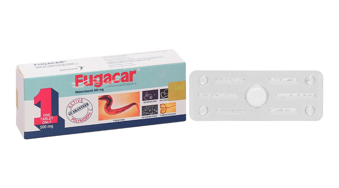 Viên nhai Fugacar 500mg trị nhiều loại giun đường ruột (1 vỉ x 1 viên) - 5
