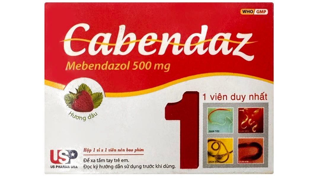 Cabendaz 500mg điều trị nhiễm các loại giun đường ruột (1 vỉ x 1 viên) - 