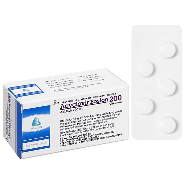 Acyclovir Boston 200 phòng và trị nhiễm virus Herpes
