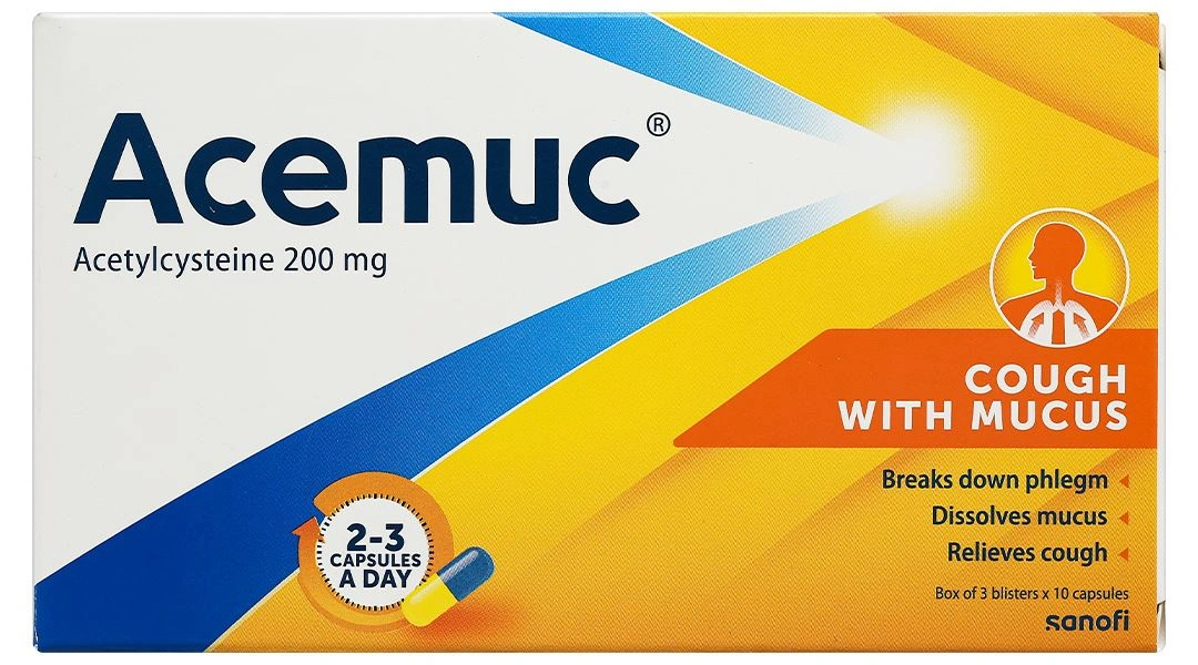 Acemuc 200mg tiêu nhầy trong bệnh lý hô hấp (3 vỉ x 10 viên) - 3