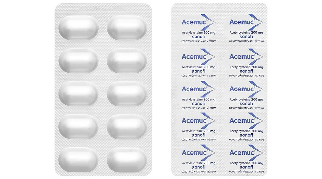 Acemuc 200mg tiêu nhầy trong bệnh lý hô hấp (3 vỉ x 10 viên) - 8