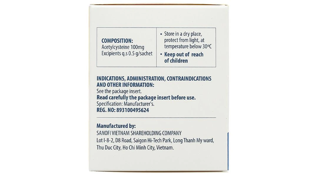 Thuốc cốm Acemuc Kids 100mg tiêu nhầy trong bệnh hô hấp (30 gói x 0.5g) - 3