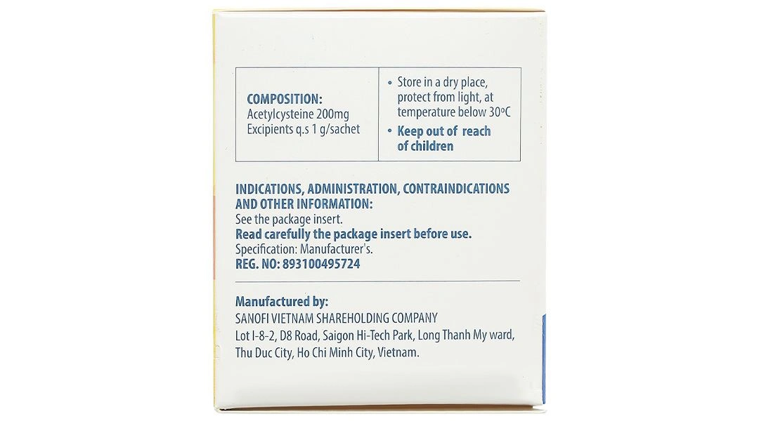 Thuốc cốm Acemuc 200mg trị rối loạn về tiết dịch đường hô hấp (30 gói x 1g) - 3