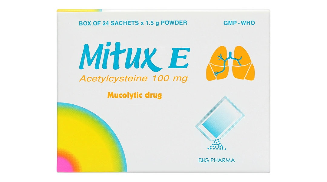 Thuốc bột Mitux E 100mg làm tiêu nhầy, loãng đờm (24 gói x 1.5g) - 1