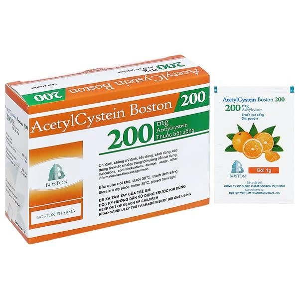 Thuốc bột Acetylcystein Boston 200 trị rối loạn tiết dịch phế quản