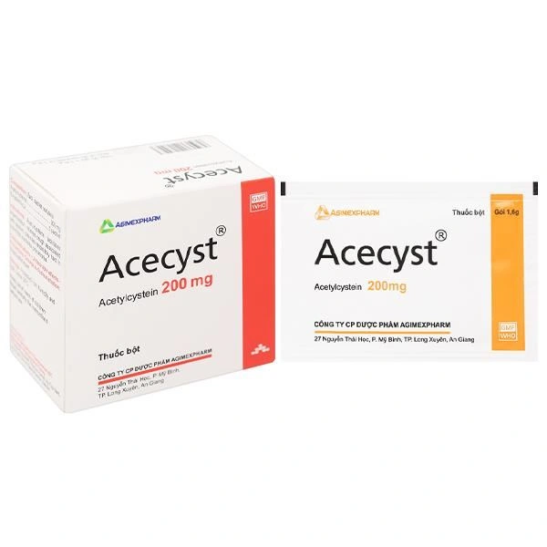 Thuốc bột Acecyst 200mg long đàm, dịu ho trong bệnh lý viêm hô hấp