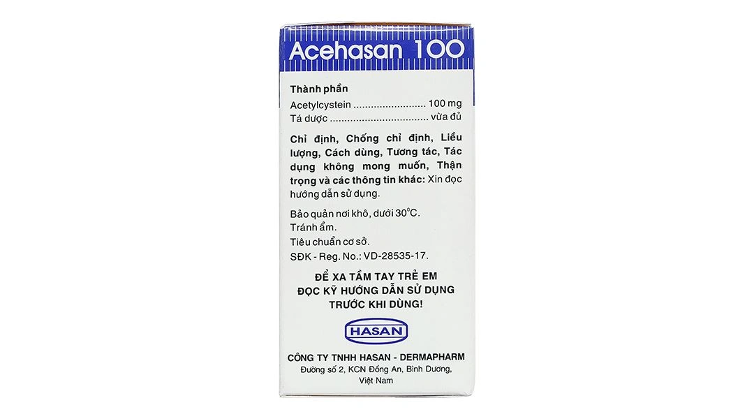 Thuốc cốm Acehasan 100 điều trị rối loạn bài tiết chất nhầy phế quản (30 gói x 2g) - 2