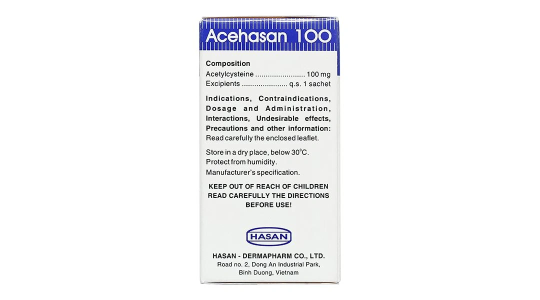 Thuốc cốm Acehasan 100 điều trị rối loạn bài tiết chất nhầy phế quản (30 gói x 2g) - 3