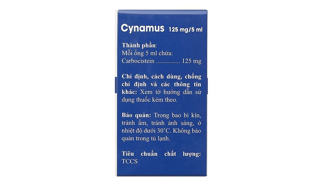 Dung dịch uống Cynamus 125mg/5ml trị ho có đàm, viêm phế quản (20 ống x 5ml) - 1