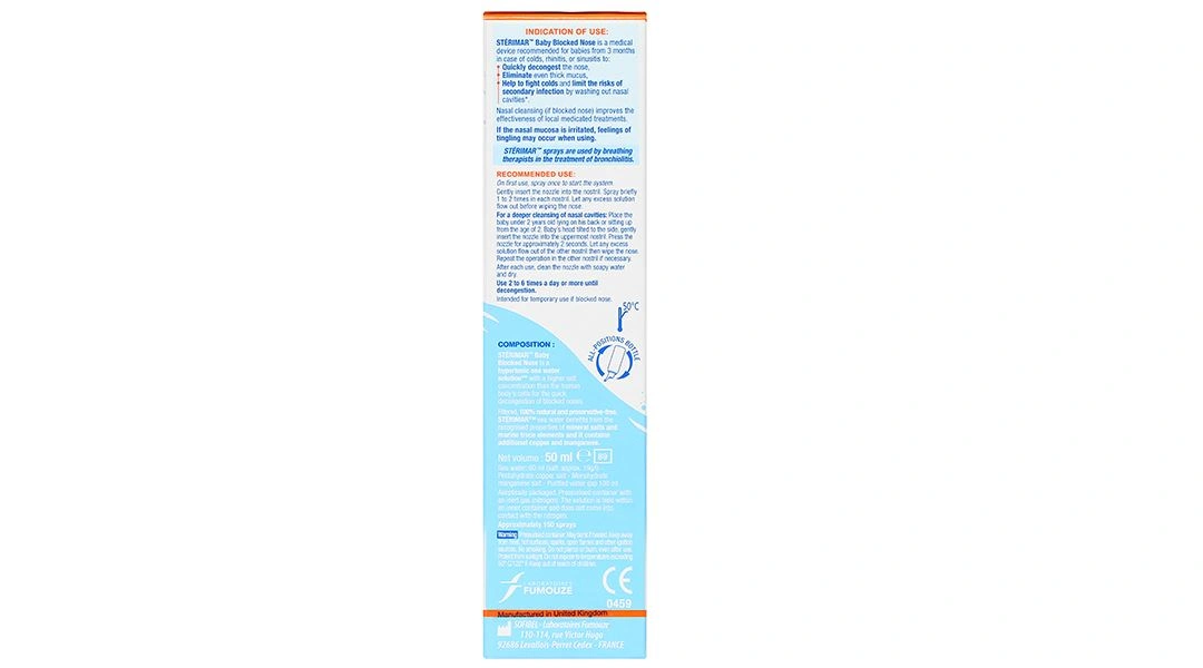 Dung dịch xịt mũi Sterimar Blocked Nose Baby hỗ trợ giảm viêm mũi cho bé chai 50ml - 4