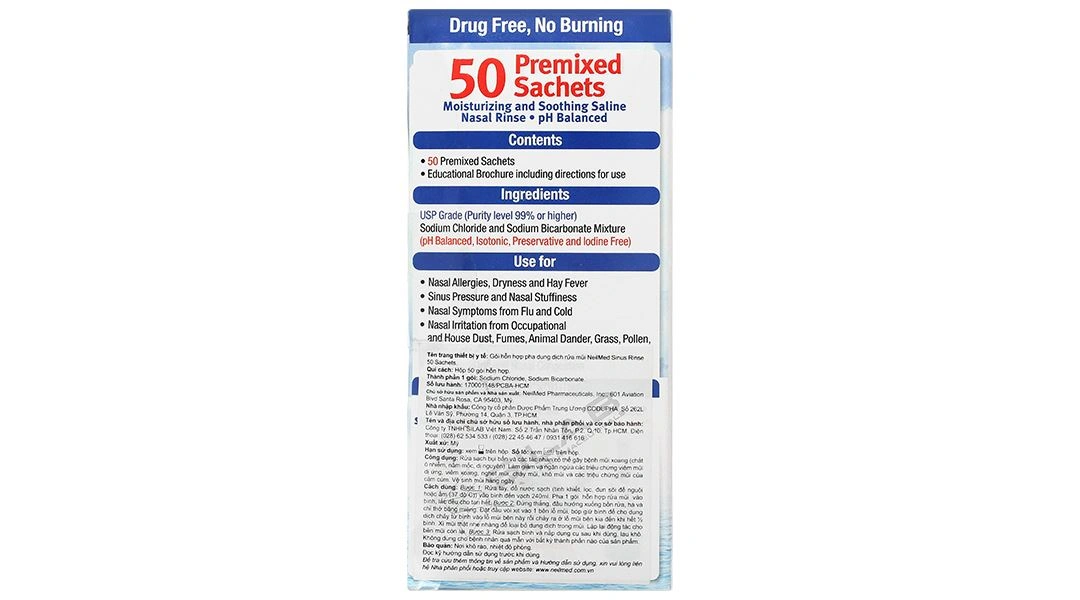 Muối vệ sinh mũi Neilmed Sinus Rinse giảm triệu chứng viêm mũi dị ứng hộp 50 gói - 3