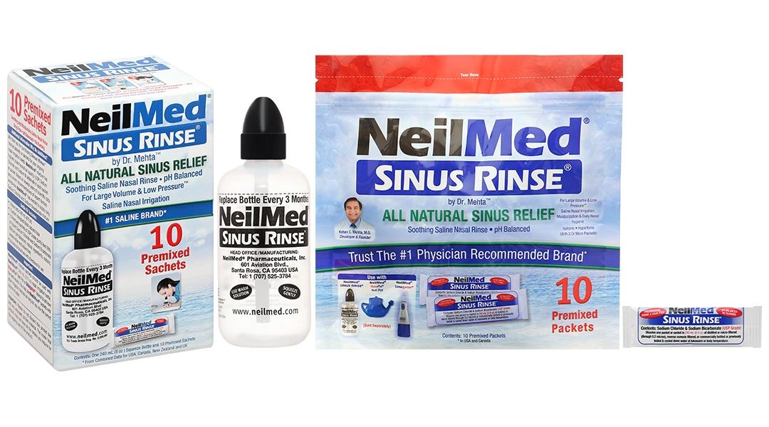 Bộ dụng cụ vệ sinh mũi Neilmed Sinus Rinse (1 bình 240ml + 10 gói) - 