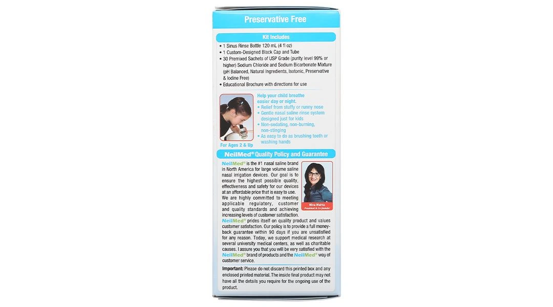 Bộ dụng cụ vệ sinh mũi Neilmed Sinus Rinse cho bé (1 bình 120ml + 30 gói) - 7