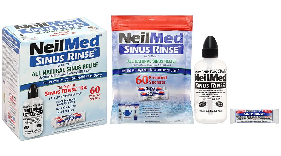Bộ dụng cụ vệ sinh mũi Neilmed Sinus Rinse (1 bình 240ml + 60 gói) - 