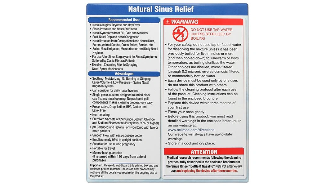 Bộ dụng cụ vệ sinh mũi Neilmed Sinus Rinse (1 bình 240ml + 60 gói) - 2