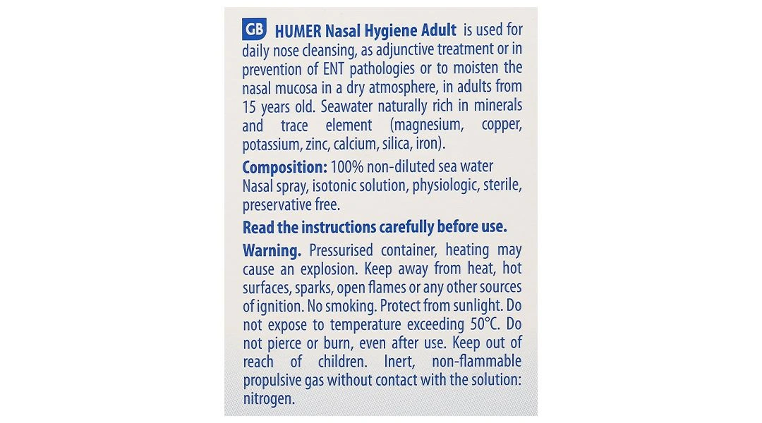Dung dịch xịt mũi Humer Nasal Hygiene vệ sinh mũi hằng ngày chai 150ml - 9