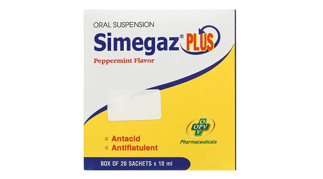 Hỗn dịch uống Simegaz plus trị triệu chứng viêm loét dạ dày - tá tràng (20 gói x 10ml) - 1