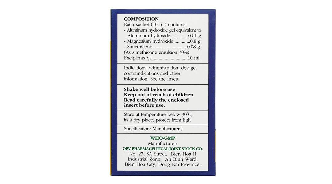 Hỗn dịch uống Simegaz plus trị triệu chứng viêm loét dạ dày - tá tràng (20 gói x 10ml) - 2