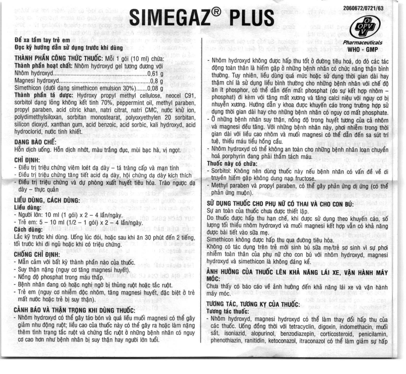 Hỗn dịch uống Simegaz plus trị triệu chứng viêm loét dạ dày - tá tràng (20 gói x 10ml) - 6