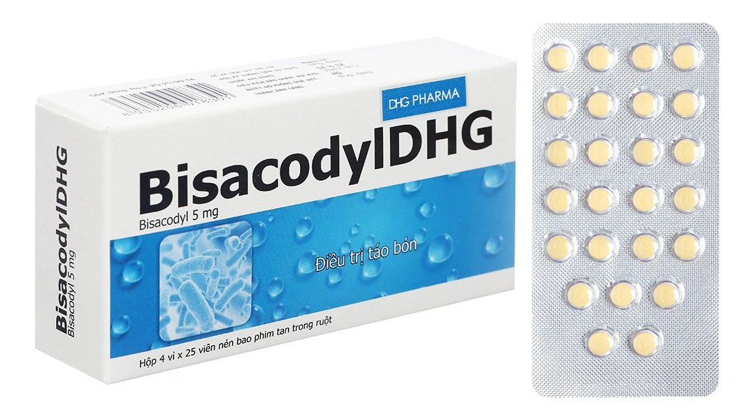 BisacodylDHG 5mg trị táo bón, làm sạch ruột trước và sau phẫu thuật (4 vỉ x 25 viên) - 