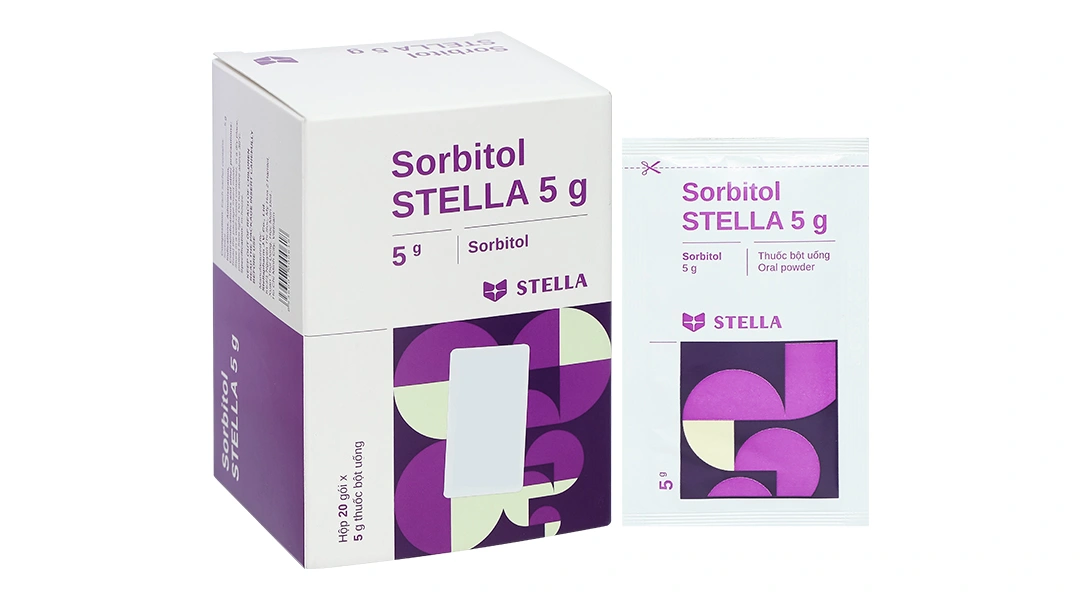 Thuốc bột Sorbitol Stella 5g trị triệu chứng khó tiêu và táo bón (20 gói x 5g) - 