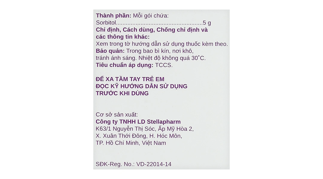Thuốc bột Sorbitol Stella 5g trị triệu chứng khó tiêu và táo bón (20 gói x 5g) - 4