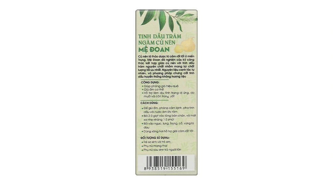 Tinh dầu tràm Ngâm Củ Nén Mệ Đoan giữ ấm cơ thể chai 50ml - 3