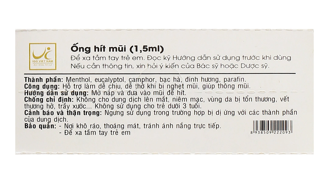 Ống hít Danasa giảm nghẹt mũi, giúp thông mũi ống 1.5ml - 1