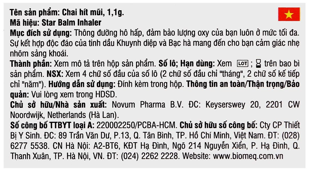 Ống hít Starbalm giúp thông mũi ống 1.1g - 6