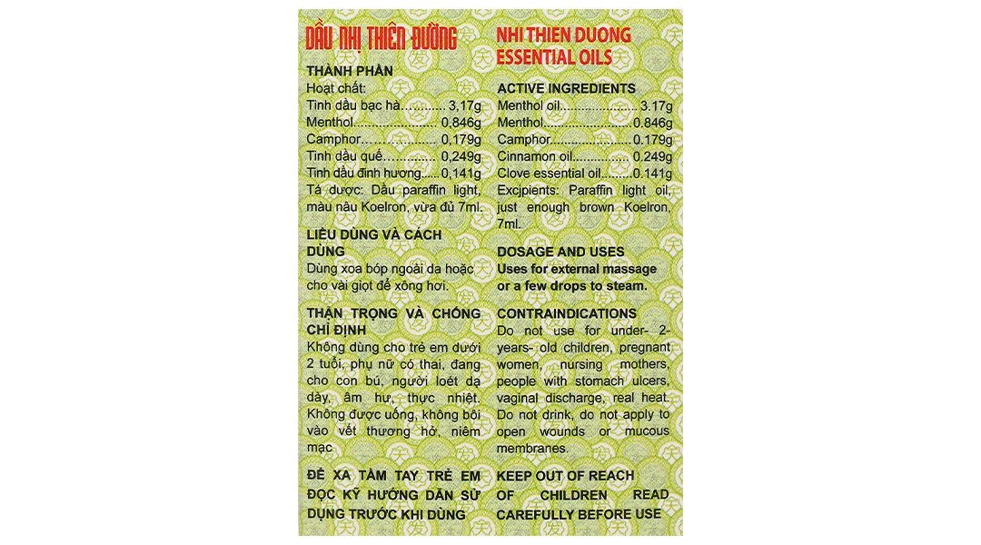Dầu Nhị Thiên Đường hỗ trợ điều trị cảm mạo, phong hàn, sổ mũi chai 7ml - 5